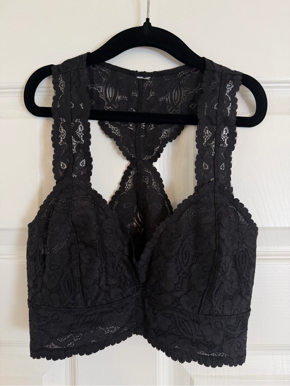 Free People Black Lace Racerback Bralette Size S Excellent Condition